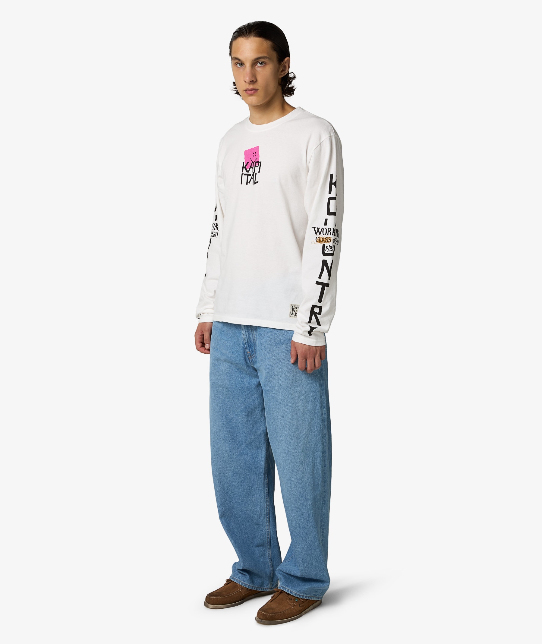 KAPITAL 20/-Jersey Crew Long Sleeve T-Shirt | Pink | SVD USA