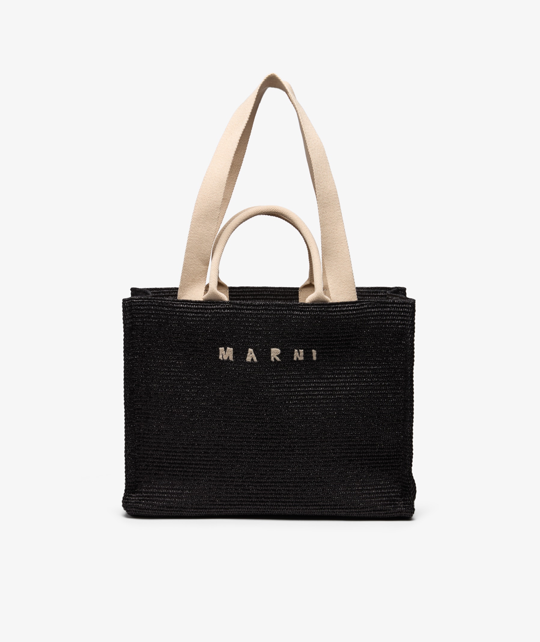 24AW new/MARNI ムセオミニロゴ刺繍トートバッグ Bag Black Marni Shopper Bag | BLACK/NATURAL | SVD