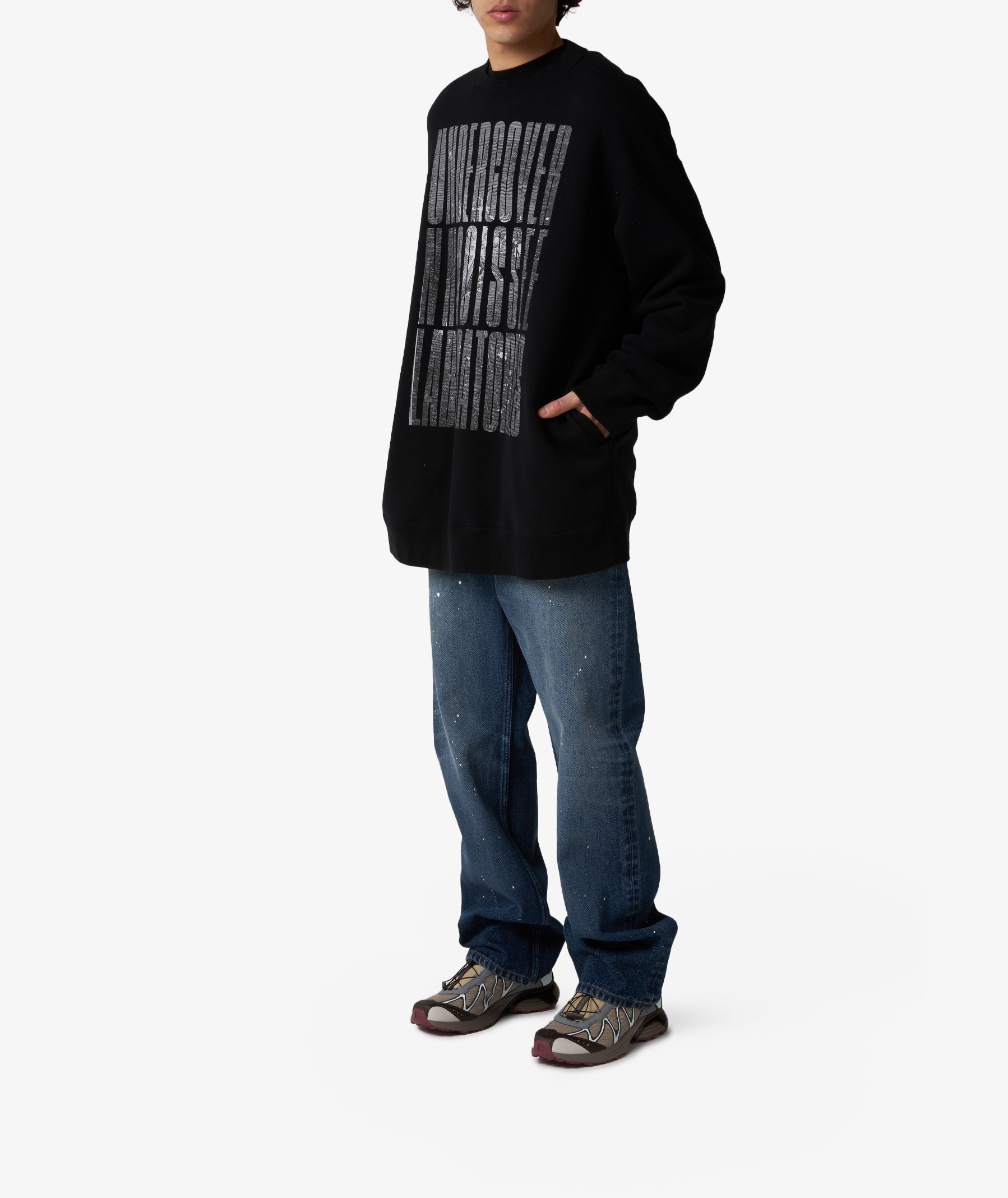 UNDERCOVER UC2D4893-2 サイズ2 Undercover Printed Oversized Crewneck in Black | SVD
